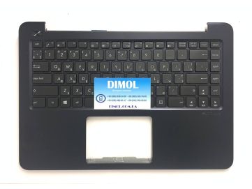 Оригинальная клавиатура для ноутбука Asus E402NA-2B series, ukr, black, темно-синяя передняя панель