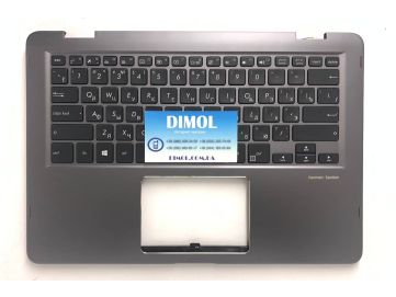 Оригинальная клавиатура для ноутбука Asus Zenbook Flip 14 UX461, UX461U series, ru, black, подсветка, серая передняя панель