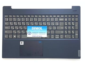 Оригинальная клавиатура для ноутбука Lenovo IdeaPad S340-15IWL series, rus, gray, темно-синяя передняя панель