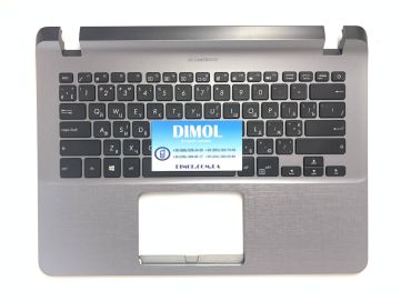 Оригинальная клавиатура для ноутбука Asus X407, X407M, X407U, X407MA, X407UA, X407UB, X407UF series, ukr, black, серая передняя панель
