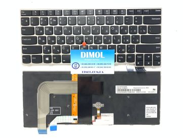 Оригинальная клавиатура для Lenovo ThinkPad T460s, T470s series, black, ru, подсветка, серебристая рамка