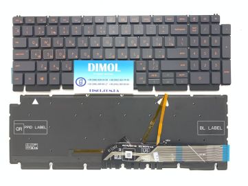 Оригинальная клавиатура для ноутбука Dell G15 5510, G15 5511, G15 5515 series, gray, красная подсветка 
