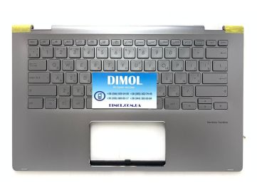Оригинальная клавиатура для ноутбука Asus Zenbook UX462, UX462DA, UX462F, UX462FA, UM462 series, укр, silver, подсветка, серебристая передняя панель