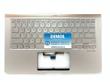 Оригинальная клавиатура для Asus ZenBook 14 UX433, UX433FN, UX433F, U4300F series, ru, серебристая, подсветка, передняя панель Icicle Silver