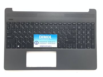 Оригинальная клавиатура для HP 15T-DY, 15-DY, 15-EF, 15Z-EF, 15S-EQ, 15S-FQ, 15S-ER, 15S-FR series, rus, black, серая передняя панель