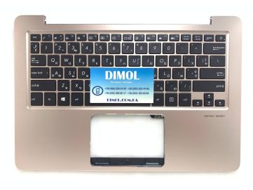 Оригинальная клавиатура для ноутбука Asus Zenbook UX330UA, U3000U, UX330C, UX330CA, U3000C, UX330CA series, black, ru, подсветка, бронзовая передняя панель (VER.2)