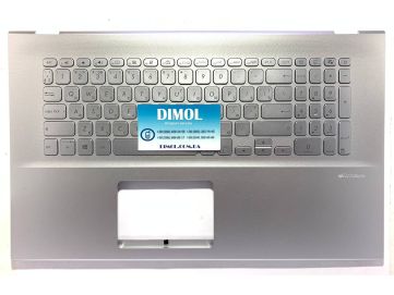 Оригинальная клавиатура для ноутбука Asus A712, D712, F712, S712, X712, K712 series, rus, silver, подсветка, серебристая передняя панель