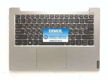 Оригинальная клавиатура для ноутбука Lenovo IdeaPad S340-14 series, ukr, gray, подсветка, серебристая передняя панель 
