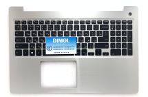 Оригинальная клавиатура для Dell Inspiron 15 5000, 5570, 5575 series, rus, black, подсветка, серебристая передняя панель