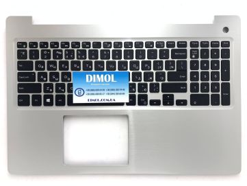 Оригинальная клавиатура для Dell Inspiron 15 5000, 5570, 5575 series, rus, black, подсветка, серебристая передняя панель