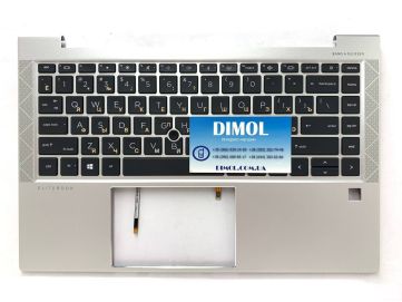 Оригинальная клавиатура для ноутбука HP EliteBook 840 G8, 745 G7, 745 G8, 840 G7 series, ru, черный, подсветка, серебристая передняя панель