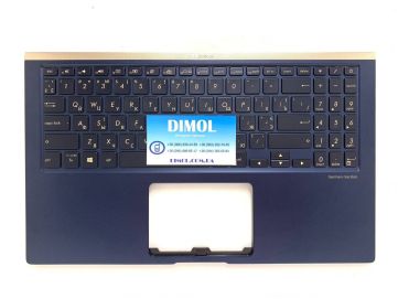 Оригинальная клавиатура для ноутбука Asus ZenBook 15 UX533, UX533F, UX533FN, UX533FD, UX533FAC series, укр, black, подсветка, синяя передняя панель