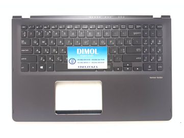 Оригинальная клавиатура для ноутбука Asus ZenBook Flip UX561, UX561U, UX561UA, UX561UR, UX561UD, V4100 series, black, дымчато-серая передняя панель, подсветка