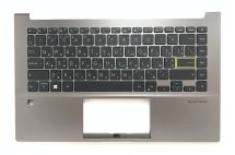 Оригинальная клавиатура для ноутбука Asus VivoBook S14 X435EA, S14 S435, S14 S435EA series, ukr, black, подсветка, серая передняя панель