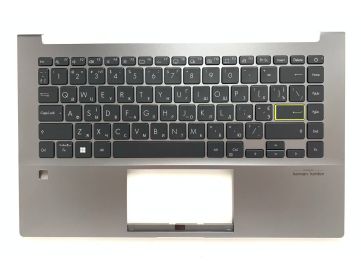 Оригинальная клавиатура для ноутбука Asus VivoBook S14 X435EA, S14 S435, S14 S435EA series, ukr, black, подсветка, серая передняя панель