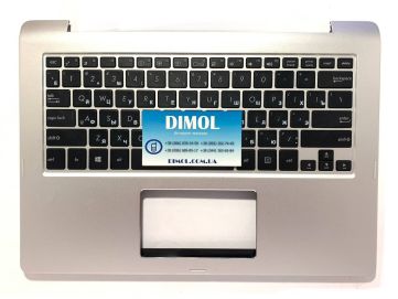 Оригинальная клавиатура для ноутбука Asus Transformer Book Flip TP300, TP301, Q302, Q303, Q304 series, ru, black, серебристая передняя панель