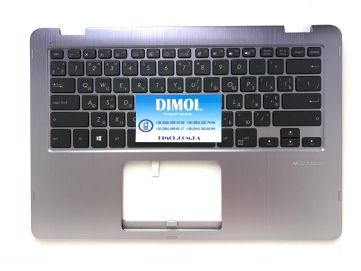 Оригинальная клавиатура для ноутбука Asus VivoBook Flip 14 TP410, TP410U, TP410UA, TP410UR, TP410UA-DH51T, TP410UA series, ukr, black, подсветка, серебристая передняя панель