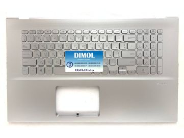 Оригинальная клавиатура для ноутбука Asus A712, D712, F712, S712, X712, K712 series, rus, silver, серебристая передняя панель