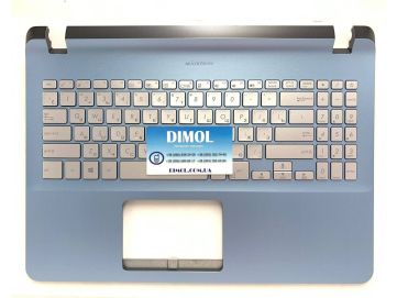 Оригинальная клавиатура для ноутбука Asus VivoBook 15 X507, X507MA, X507M, F507, R523 series, silver, голубая передняя панель