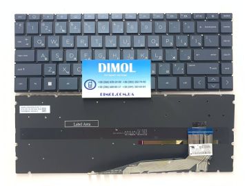 Оригинальная клавиатура для ноутбука HP Pavilion Aero 13-BE, 13-BE0755ng, 13-BE0227od series, темно-синяя, ru, подсветка
