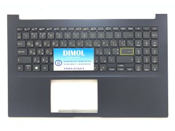 Оригинальная клавиатура для Asus VivoBook 15 X513E, X513EA, X513EQ, X513UA, M513, M513UA, K513, K513E series, ukr, black, синяя передняя панель