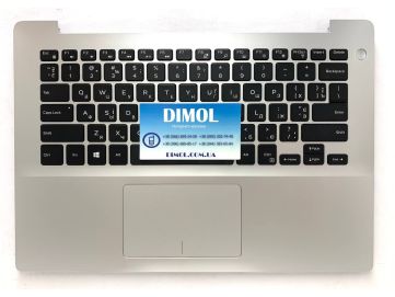 Оригинальная клавиатура для Dell Inspiron 14-5000,  5480, 5485, 5488 series, ru, black, серебристая передняя панель, подсветка