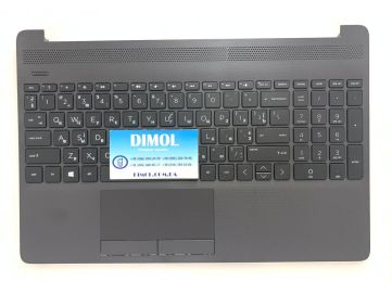 Оригинальная клавиатура для HP 15S-GR, 15S-DY, 15-DW, 15-DU, 15-CS series, rus, black, темно-серая передняя панель