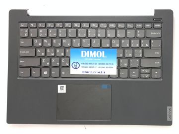 Оригинальная клавиатура для ноутбука Lenovo  Ideapad S340-14IWL, S340-14IML, S340-14API, S340-14IIL series, ukr, gray, подсветка, темно-серая передняя панель 