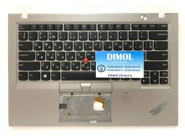 Оригинальная клавиатура для ноутбука Lenovo Thinkpad X1 Carbon Gen 5, Carbon Gen 6 series, ukr, black, подсветка, серебристая передняя панель