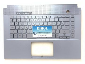 Оригинальная клавиатура для ноутбука Asus ROG Zephyrus GX502, GU502, GM502 series, ru, ледниково синий, ледниково-синяя передняя панель, подсветка- RGB