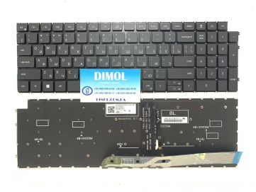 Оригинальная клавиатура для ноутбука Dell Vostro 15 3510, 3515, 3520, 3525, 5510, 5515, 5620, 5625, 7510, Latitude 3520, 3530 series, rus, black, подсветка 