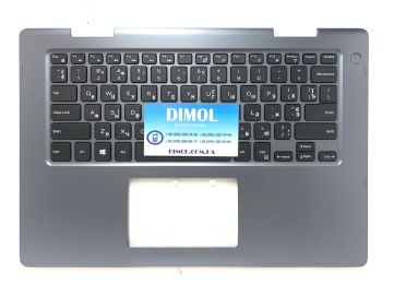 Оригинальная клавиатура для Dell Inspiron 14-5481, 14-5481 series, ukr, black, серая передняя панель