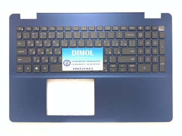 Оригинальная клавиатура для ноутбука Dell Inspiron 15 5584 series, rus, black, синяя передняя панель