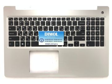 Оригинальная клавиатура для Dell Inspiron 15 5000, 5570, 5575 series, rus, black, серебристая передняя панель