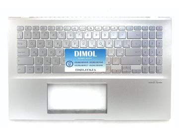 Оригинальная клавиатура для Asus Vivobook S15 S532, X532,  X532FA, X532FL, X532E silver, подсветка, серебристая передняя панель