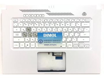 Оригинальная клавиатура для ноутбука Asus TUF Air FX516P, FX516, FX516PR, FX516PM series, white, ukr, подсветка, белая передняя панель