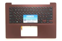 Оригинальная клавиатура для Dell Inspiron 14-5000,  5480, 5485, 5488 series, ru, black, подсветка, красное вино передняя панель