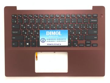 Оригинальная клавиатура для Dell Inspiron 14-5000,  5480, 5485, 5488 series, ru, black, подсветка, красное вино передняя панель