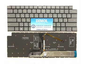 Оригинальная клавиатура для ноутбука Dell Inspiron 5310, 5320, 5410, 5418, 5420, 5620 series, ukr, светло-серый, подсветка