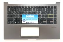 Оригинальная клавиатура для ноутбука Asus VivoBook S14 S433J, S14 S433E series, ukr, black, подсветка, серебристая передняя панель