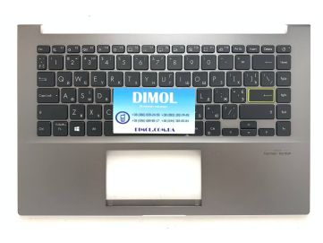 Оригинальная клавиатура для ноутбука Asus VivoBook S14 S433J, S14 S433E series, ukr, black, подсветка, серебристая передняя панель