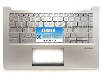 Оригинальная клавиатура для ноутбука Asus VivoBook S14 S433J, S14 S433E series, ukr, black, подсветка, серебристая передняя панель