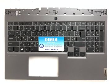 Оригинальная клавиатура для ноутбука Lenovo Legion 5-15ARH05, 5-15ARH05H, 5-15IMH05, 5-15IMH05H, Legion Y7000 2020 series, ukr, black, подсветка, серая передняя панель