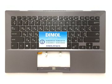 Оригинальная клавиатура для ноутбука Asus Pro B9440, B9440U, B9440UA series, black, ukr, подсветка, серая передняя панель
