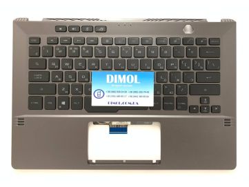 Оригинальная клавиатура для ноутбука Asus ROG Zephyrus G14 GA401, GA401U, GA401QC, GA401QE, GA401QH, GA401QM, GA401IHR black, ru, подсветка, серая передняя панель