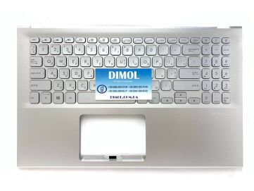 Оригинальная клавиатура для ноутбука Asus A512, F512, K512, S512, X512 series, ukr, silver, подсветка, серебристая передняя панель