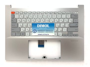 Оригинальная клавиатура для ноутбука Asus Vivobook Pro14X M4700, X7400, M7400Q series, ukr, белый, подсветка, серебристая передняя панель