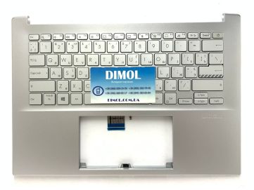 Оригинальная клавиатура для ноутбука Asus Vivobook Pro 14X OLED N7400, M3400QA, M7400QC, M3401QC series, укр, silver, подсветка, серебристая передняя панель