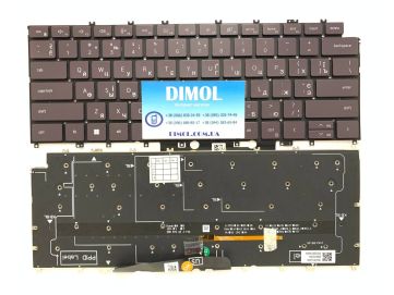 Оригинальная клавиатура для Dell XPS 13 9315 series, коричневый, ukr, подсветка