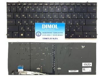 Оригинальная клавиатура для ноутбука Asus Zenbook UX391, UX391F, UX391FA, UX391U, UX391UA series, темно-синий, ru, подсветка
